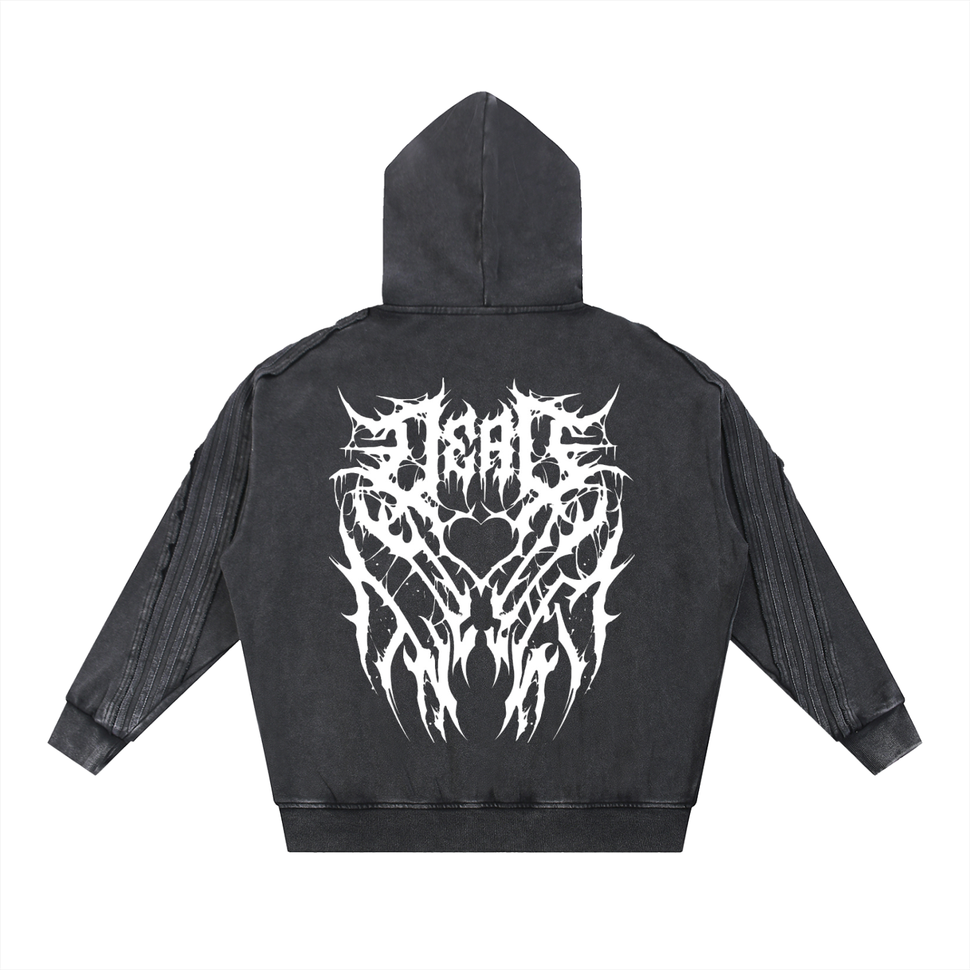 Notime Dead Snow Washed Tape Raw Edge Zip Hoodie