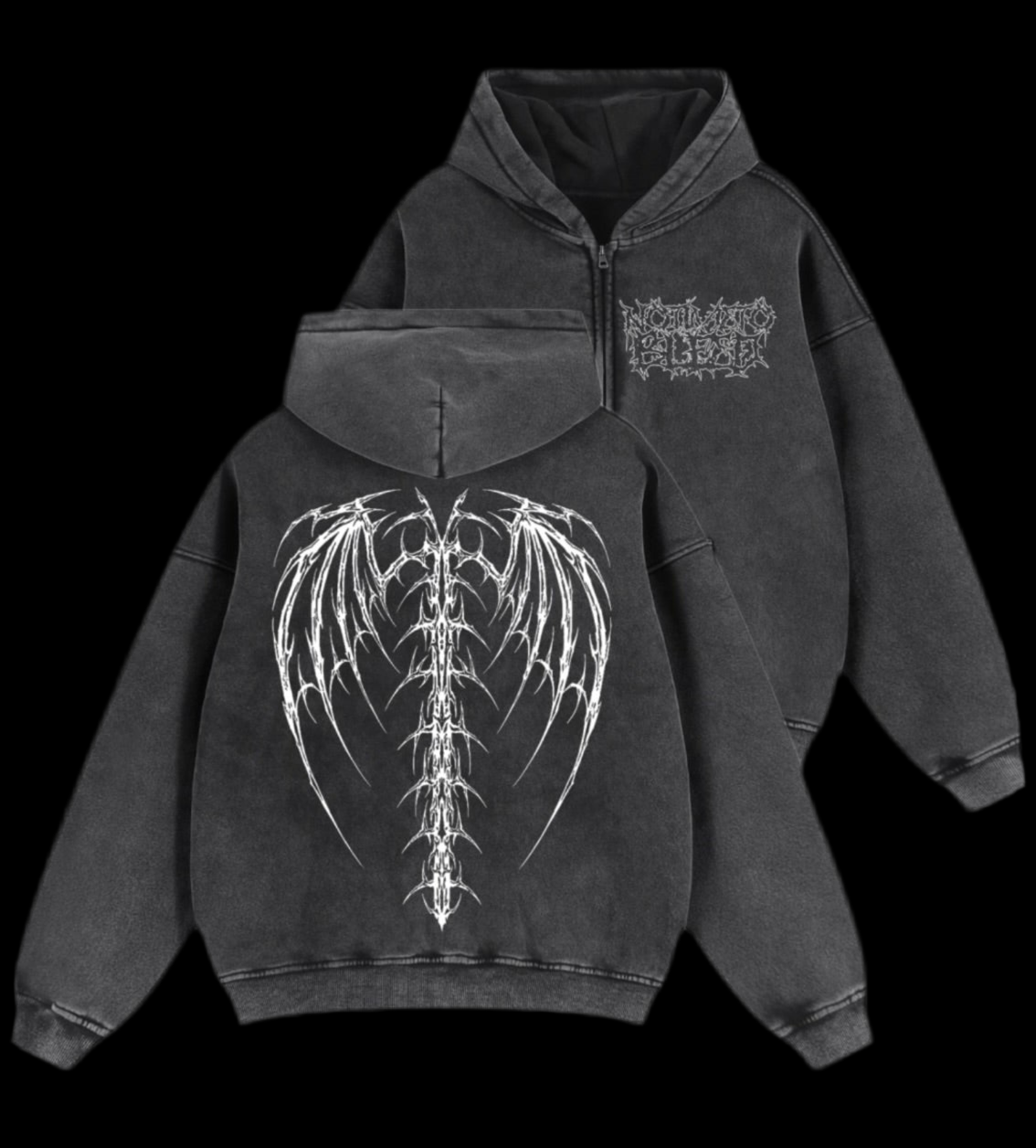 NTTB Wings Zip-Through Boxy Fleece Hoodie