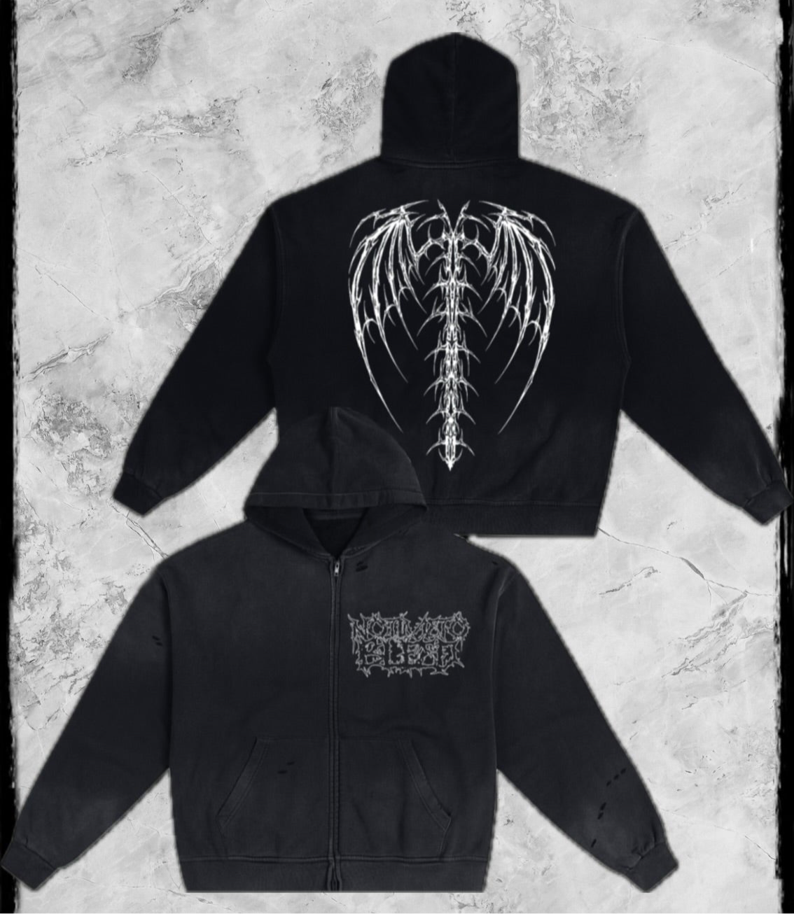 Hand-Frayed Sunfade Zip Hoodie