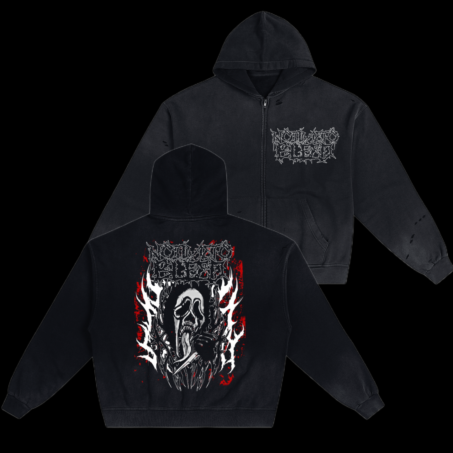 Ghostface BLeed Hand-Frayed Sunfade Zip Hoodie
