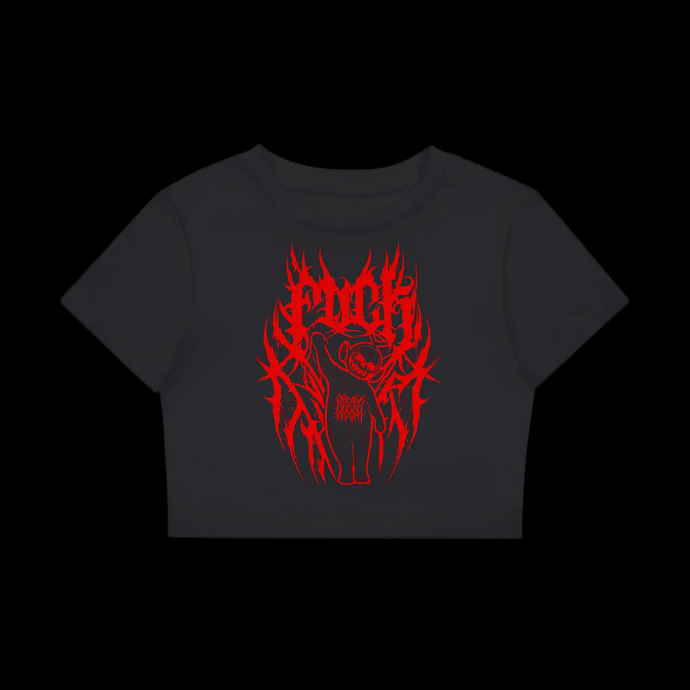 Skullytubby Women's Fitted Crop Tee | Bodycon T-ShirtS