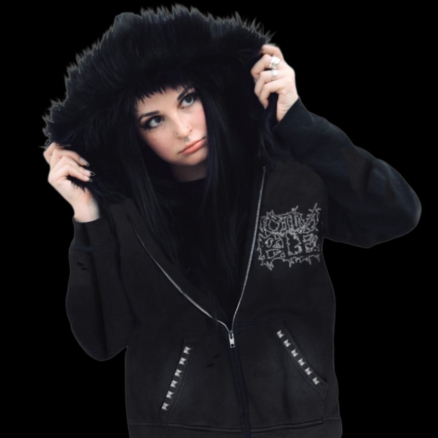 NTTB fur zip up hoodie
