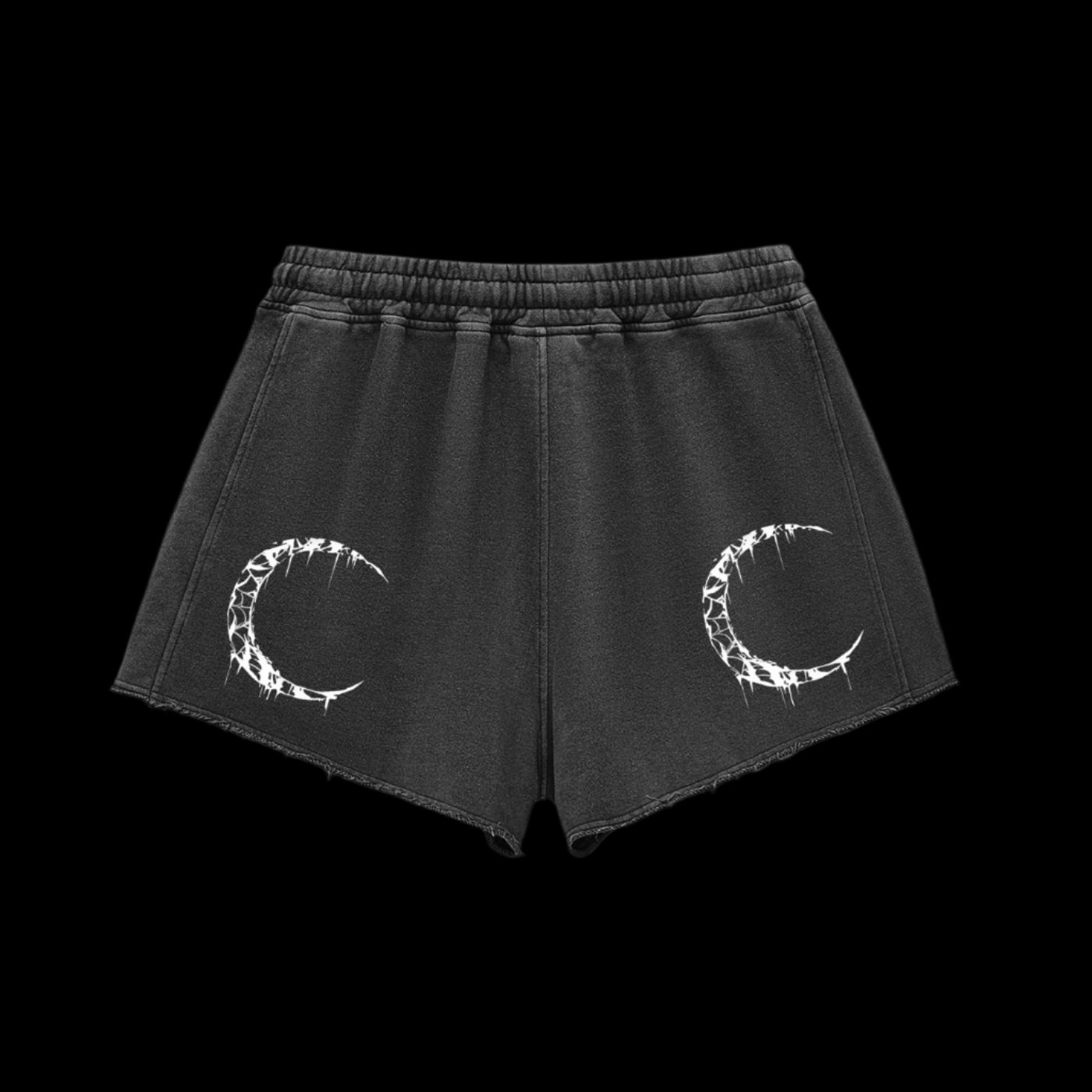Kurmoi Snow Washed Raw Edge Drawstring Shorts