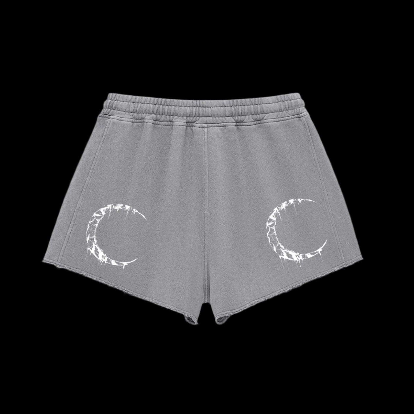Kurmoi Snow Washed Raw Edge Drawstring Shorts