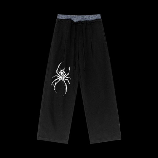 Spider Plaid Contrast Waist Pants