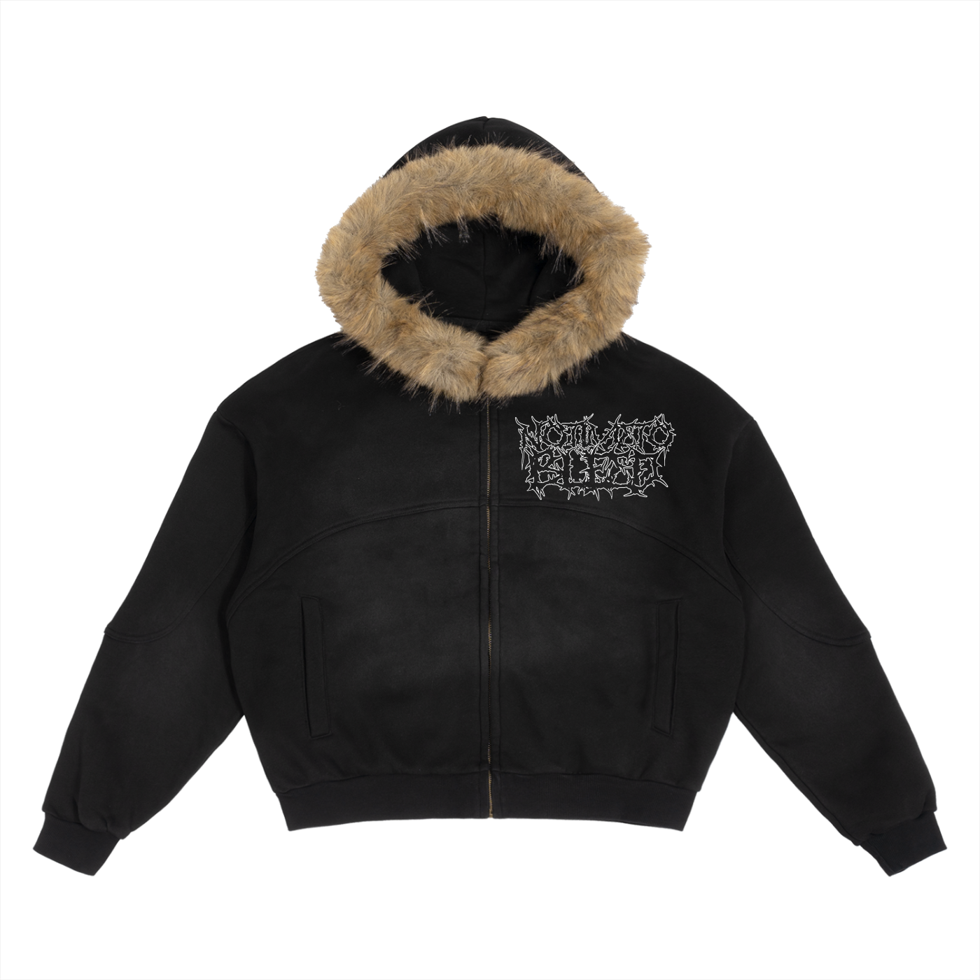 NTTB Sun Fade Boxy Detachable Fur Hoodie