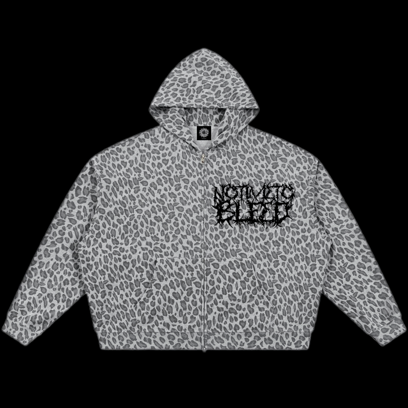 NTTB Leopard Print Waffle Full Zip Hoodie