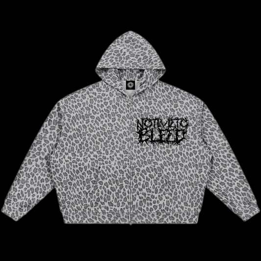 NTTB Leopard Print Waffle Full Zip Hoodie