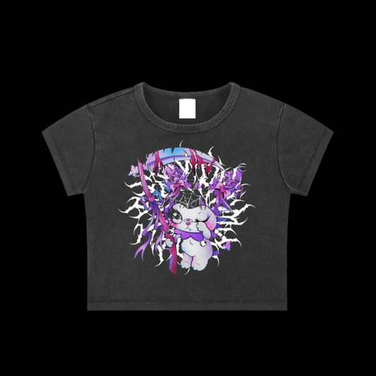 Kuromi Snow Washed Crop Top
