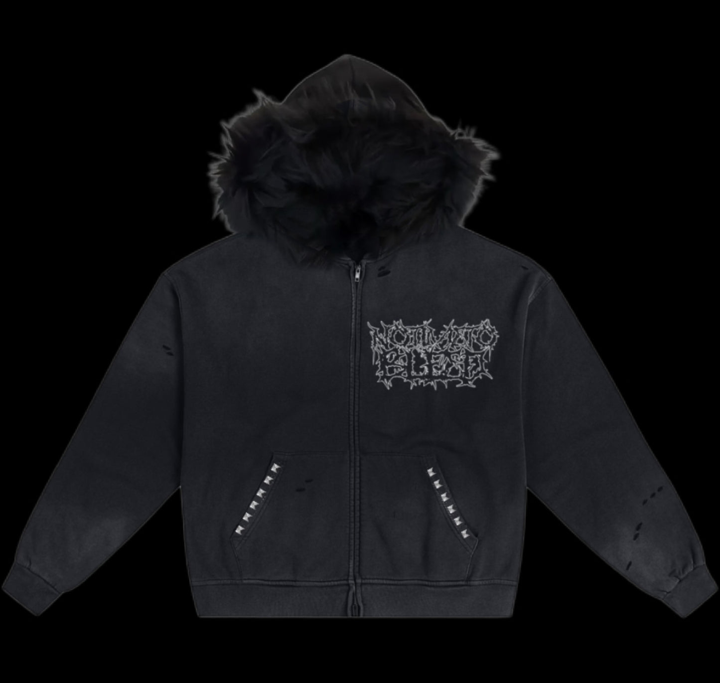 NTTB fur zip up hoodie