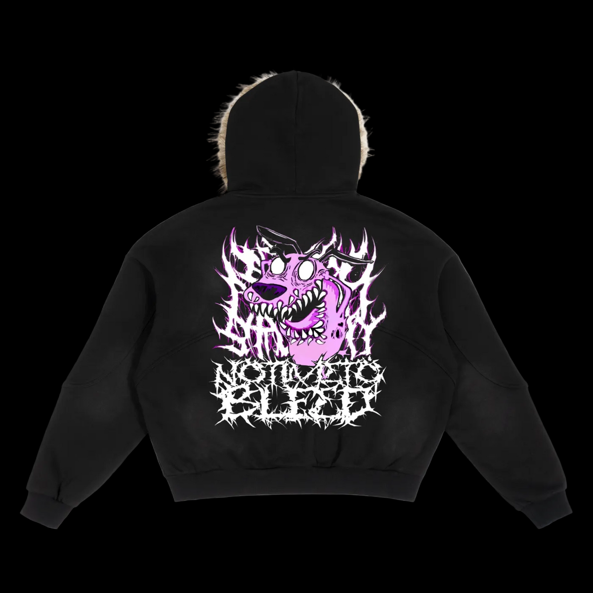 Courage br00tlly Boxy Detachable Fur Hoodie