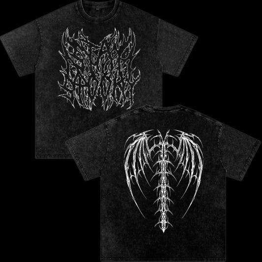 StaySpooky Wings Acid Wash Oversize T-Shirt