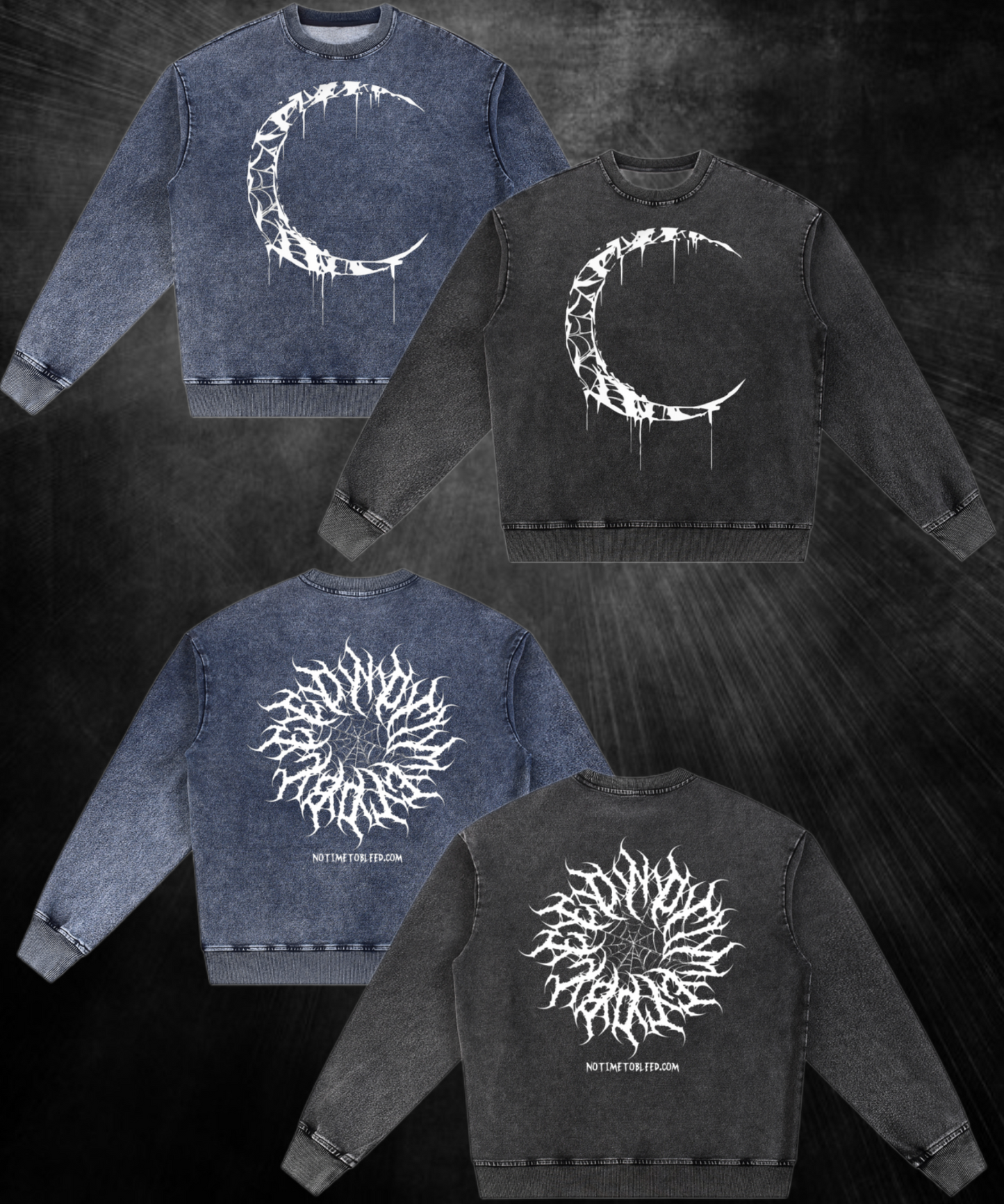 Moon Snow Wash Oversized Crewneck Sweatshirt