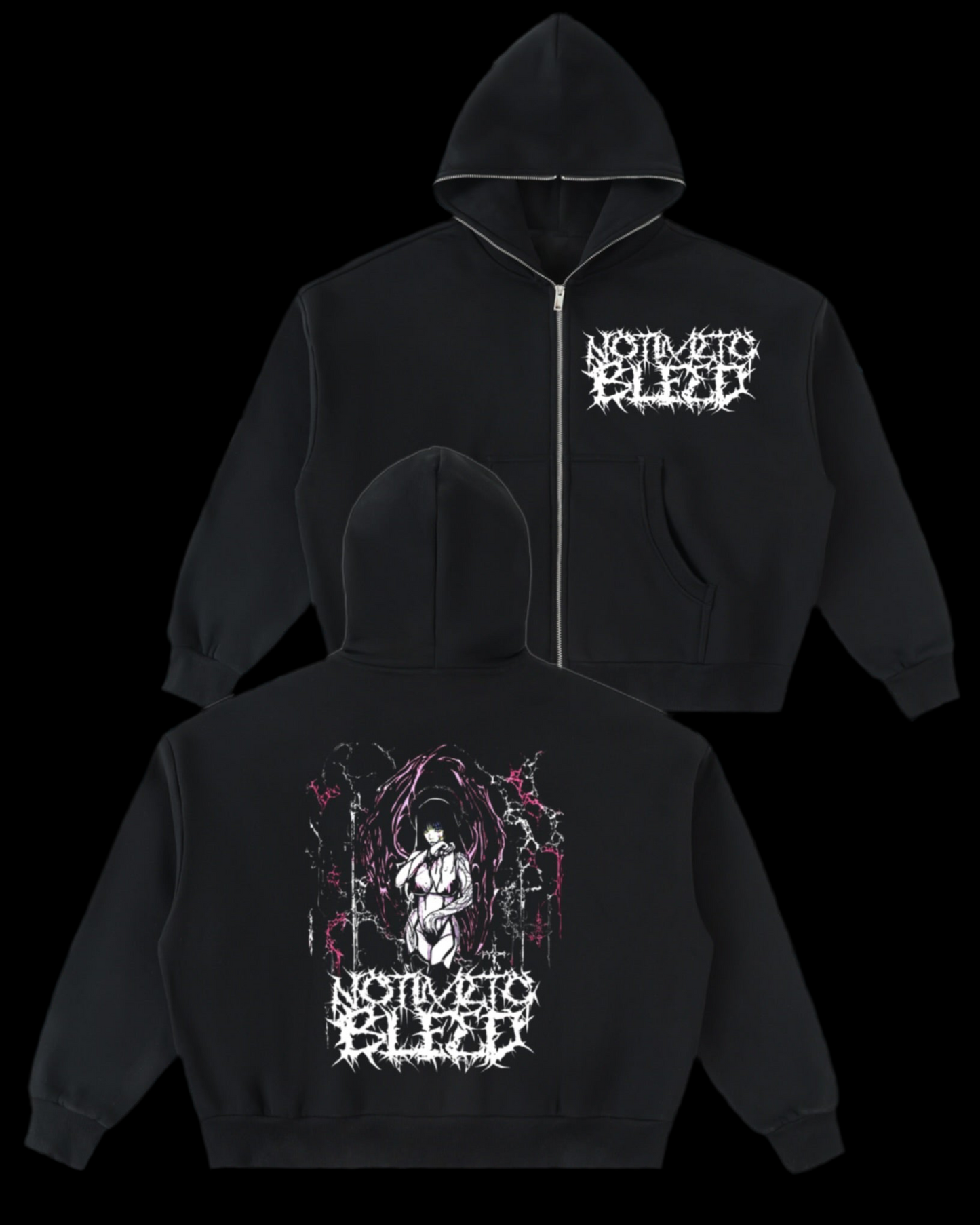 Fallen Fairy Fleeced Full-Zip Boxy Hoodie