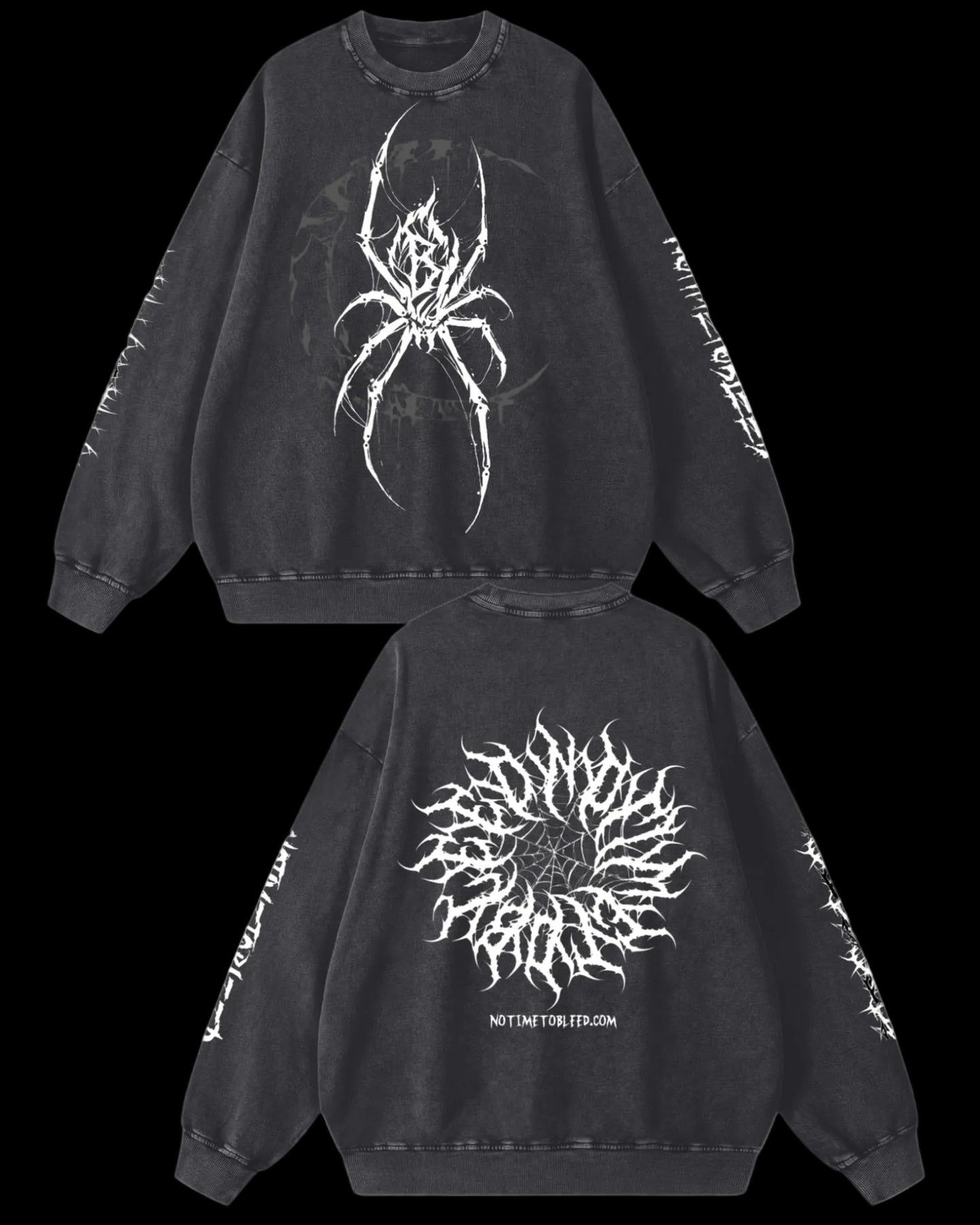 Spider Moon Snow Washed Oversized Sweatshirt