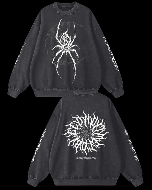 Spider Moon Snow Washed Oversized Sweatshirt