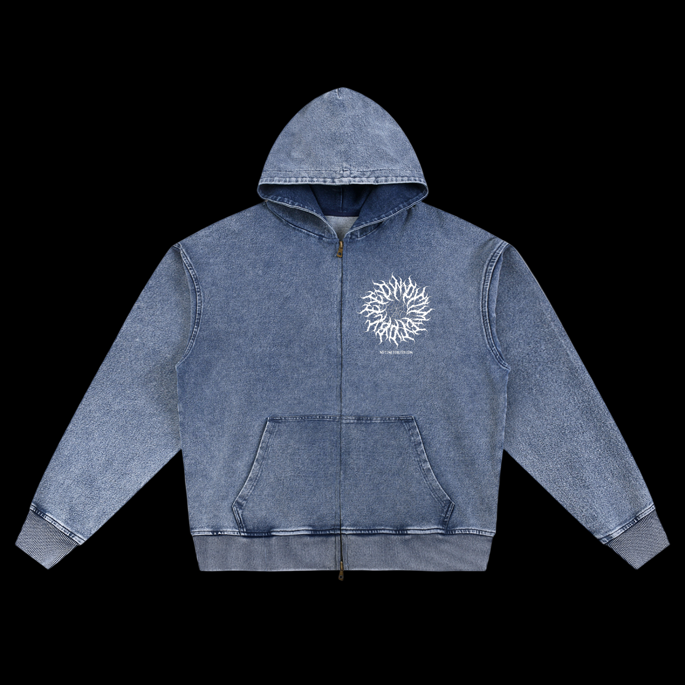 Pain Snow Wash Oversized Zip-Up Hoodie
