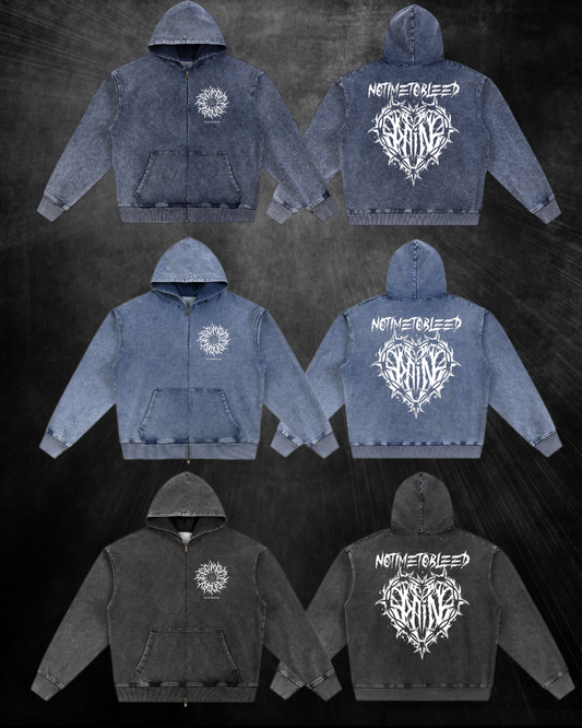 Pain Snow Wash Oversized Zip-Up Hoodie