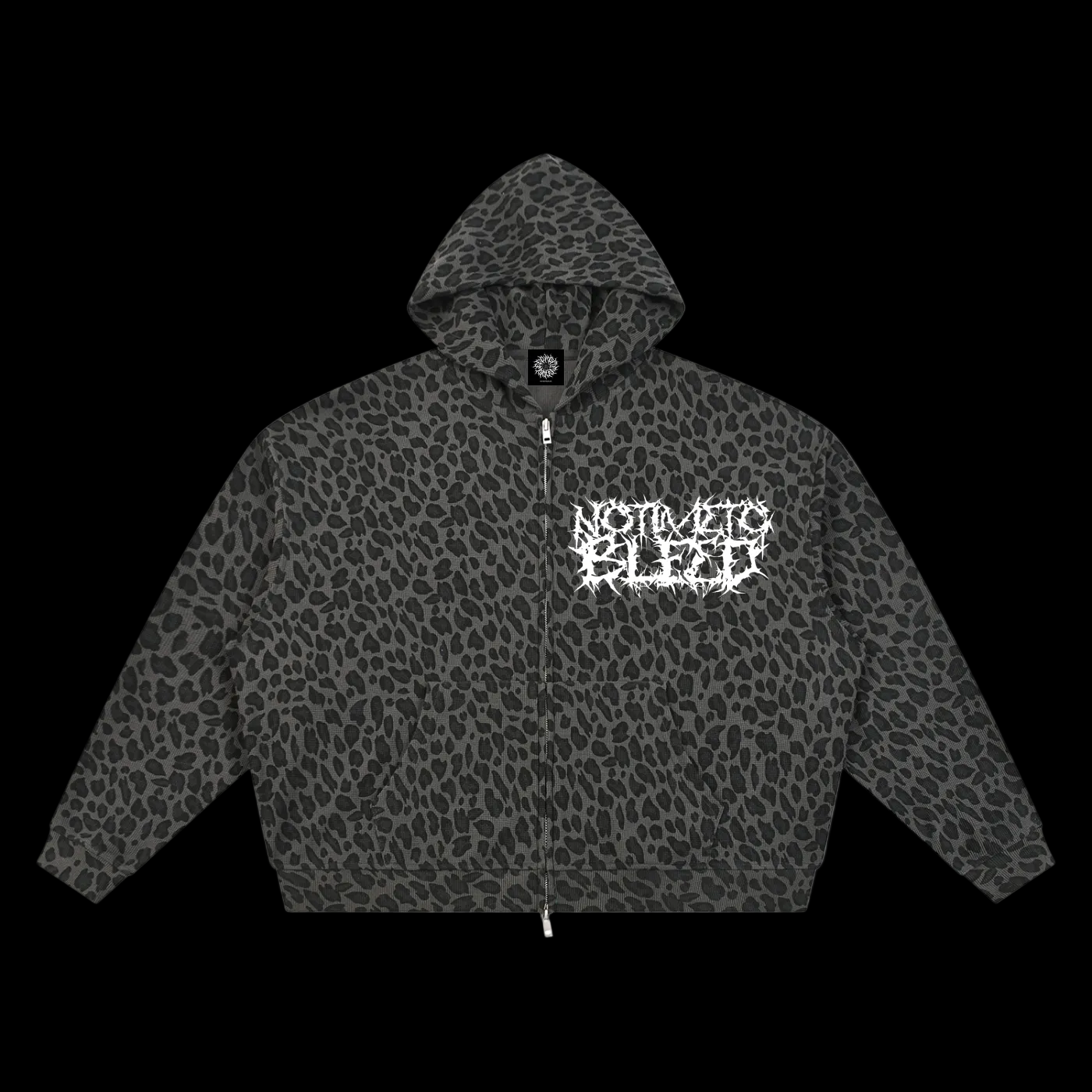 NTTB Leopard Print Waffle Full Zip Hoodie