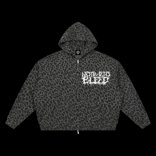 NTTB Leopard Print Waffle Full Zip Hoodie