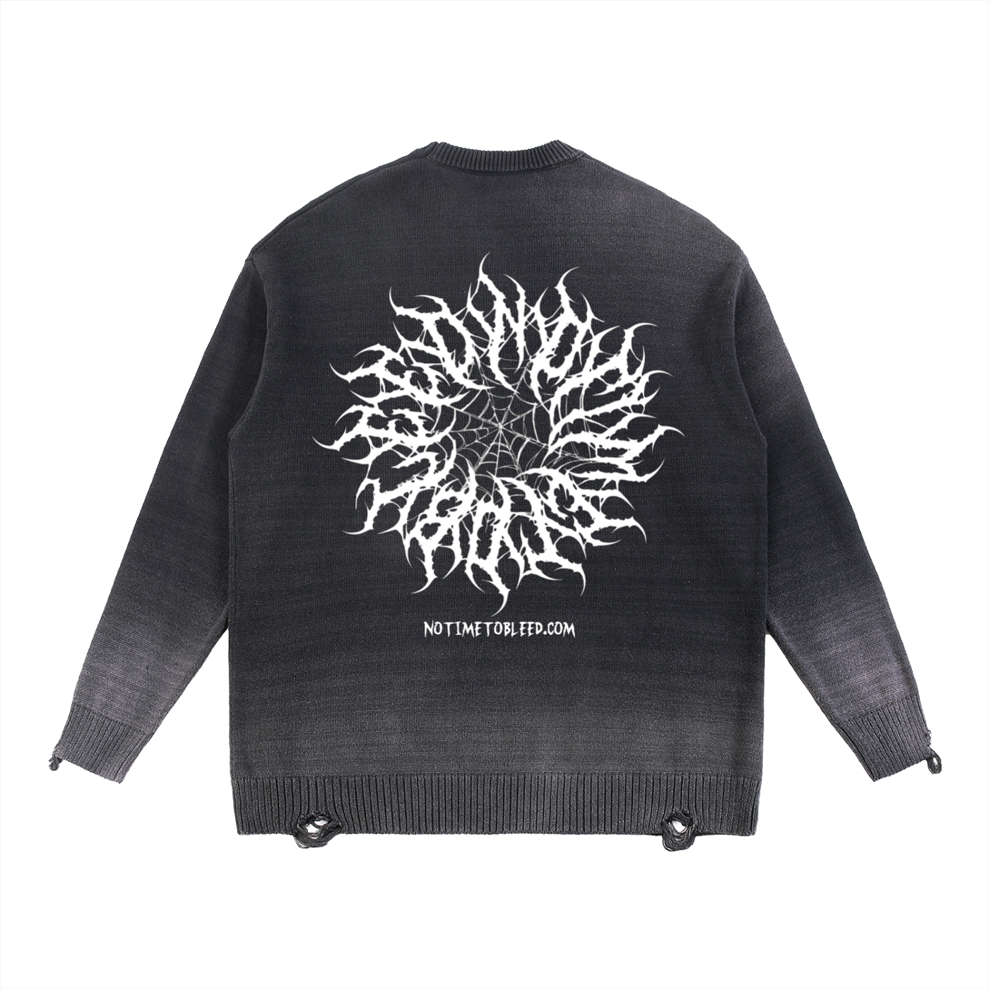 Spider Sun Fade Distressed Ripped Crewneck sweater