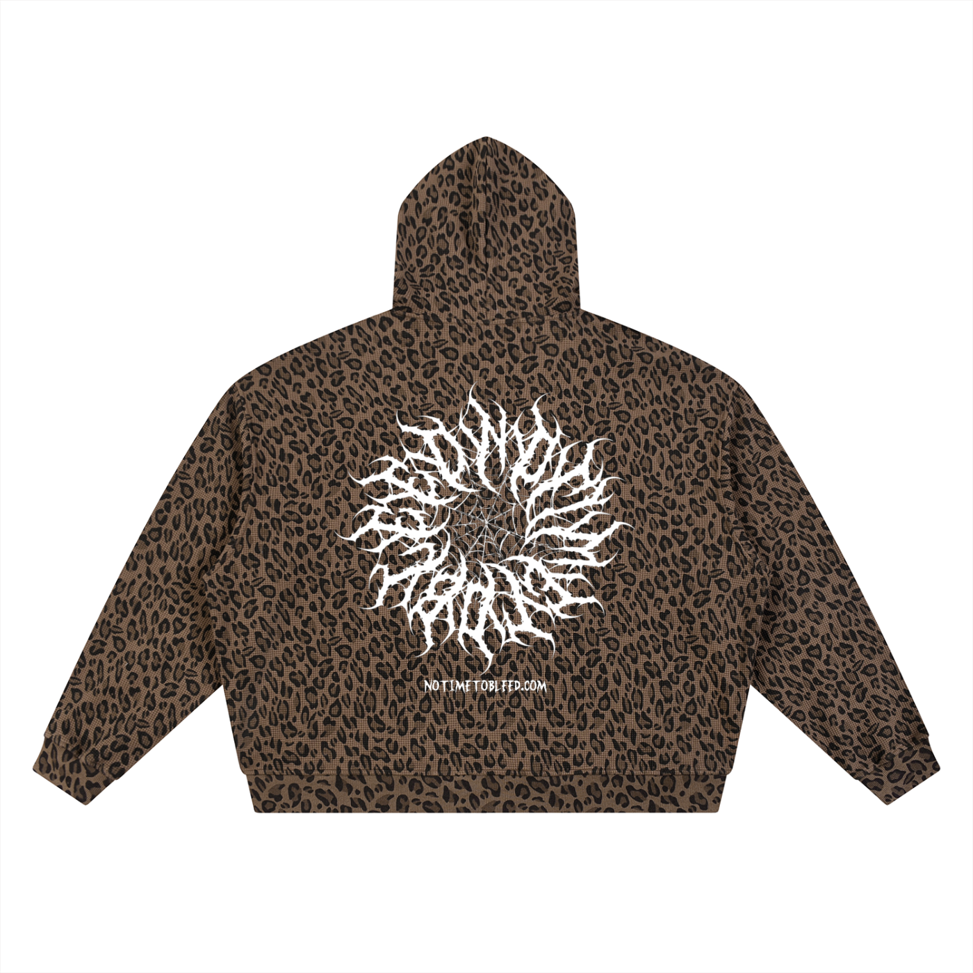 NTTB Leopard Print Waffle Full Zip Hoodie