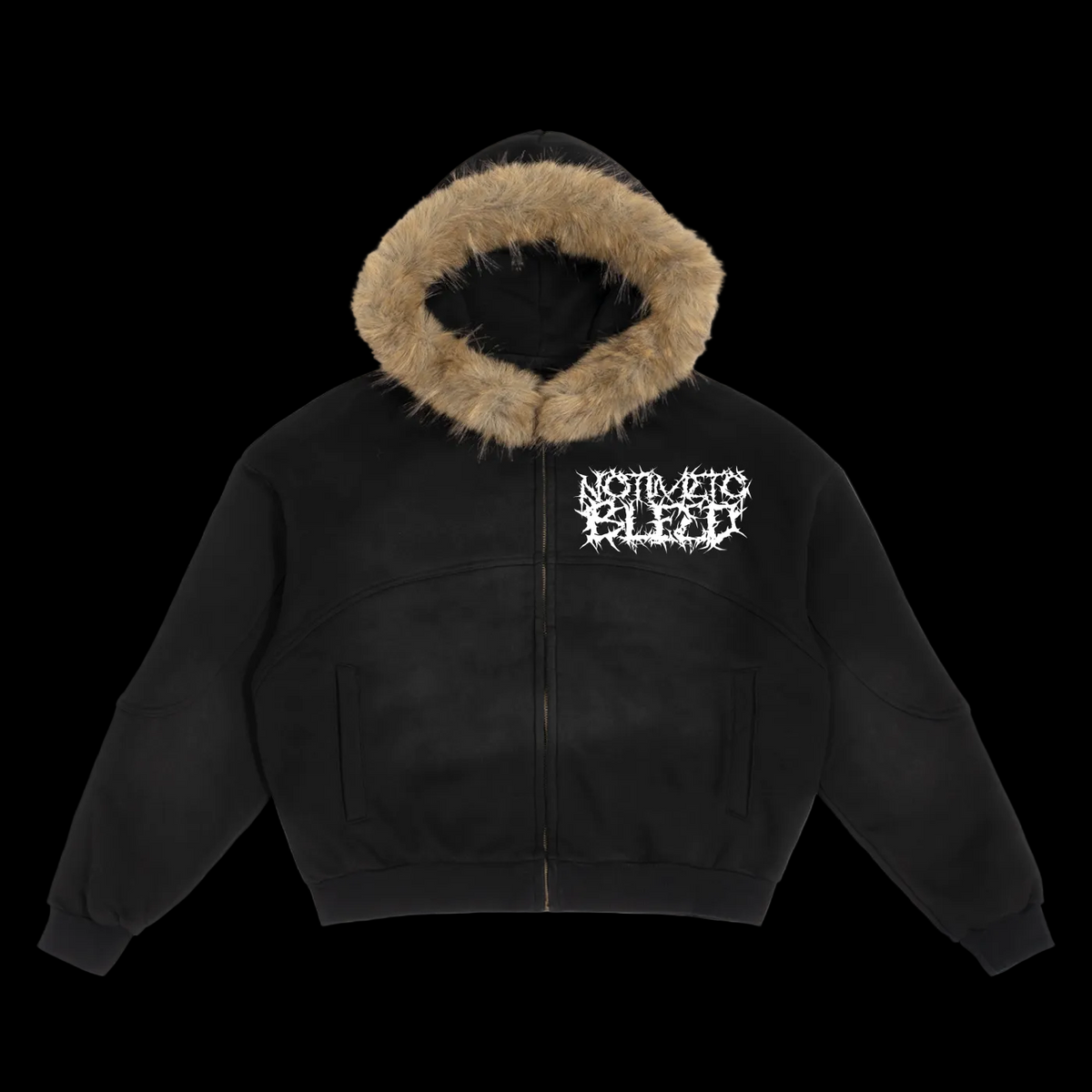 Courage br00tlly Boxy Detachable Fur Hoodie