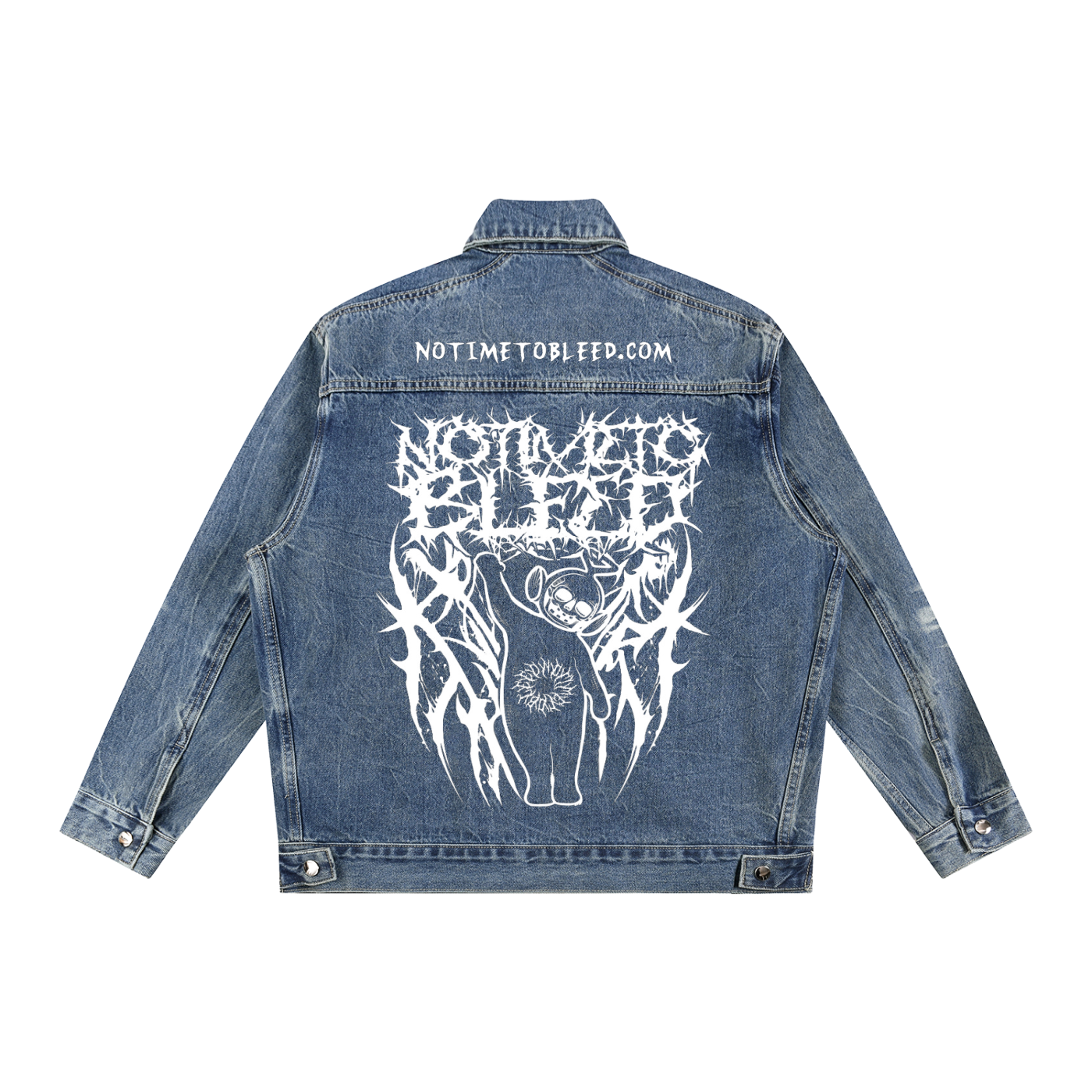 Skullytubby Vintage Wash Zip Up Denim Jacket