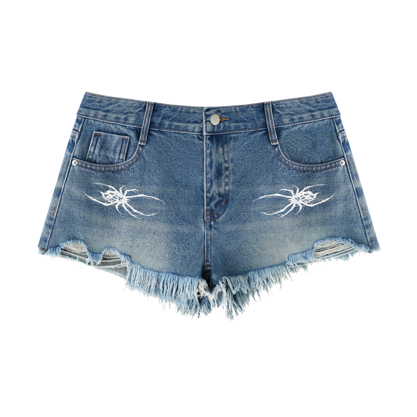 Spider Women's Vintage Wash Raw Hem Denim Shorts