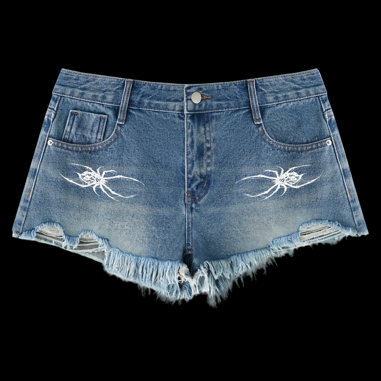 Spider Women's Vintage Wash Raw Hem Denim Shorts