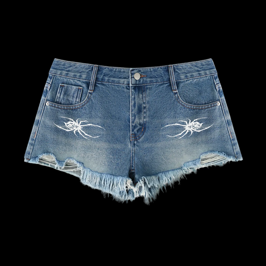 Spider Women's Vintage Wash Raw Hem Denim Shorts