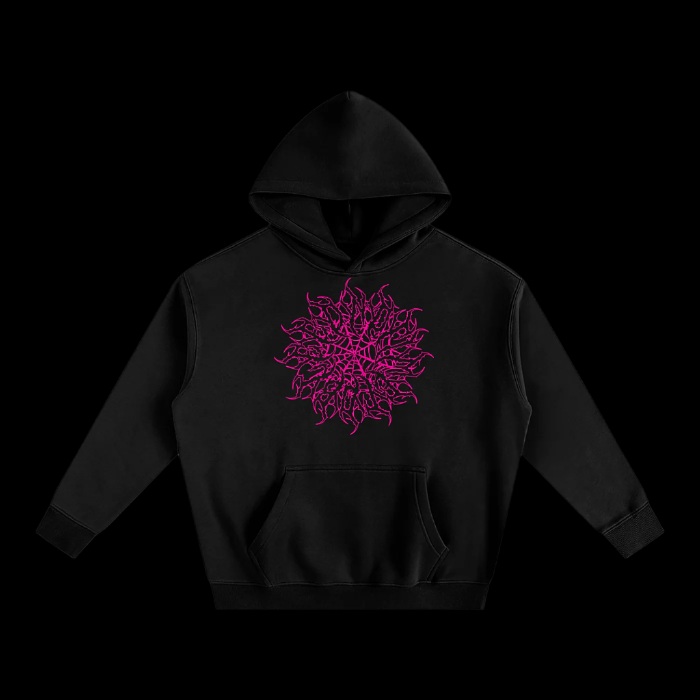 Oversize Fleeced Black/Pink Wings Hoodie