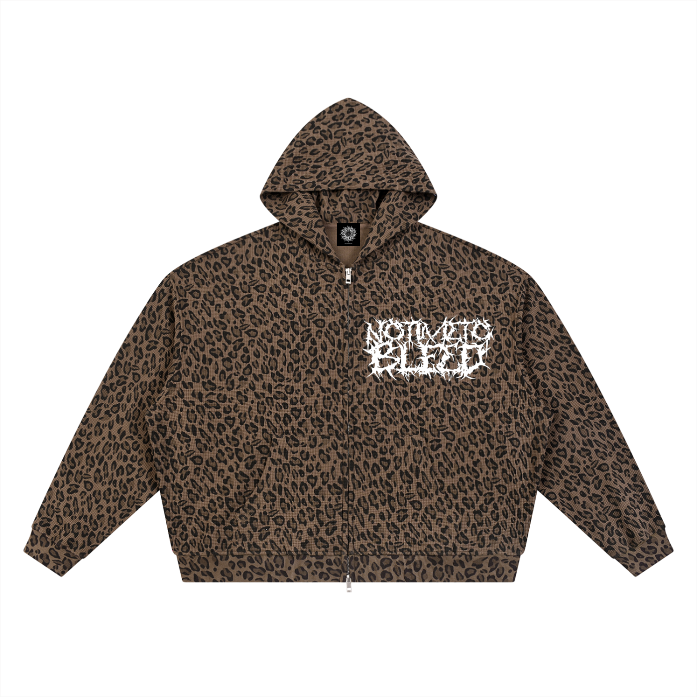 NTTB Leopard Print Waffle Full Zip Hoodie