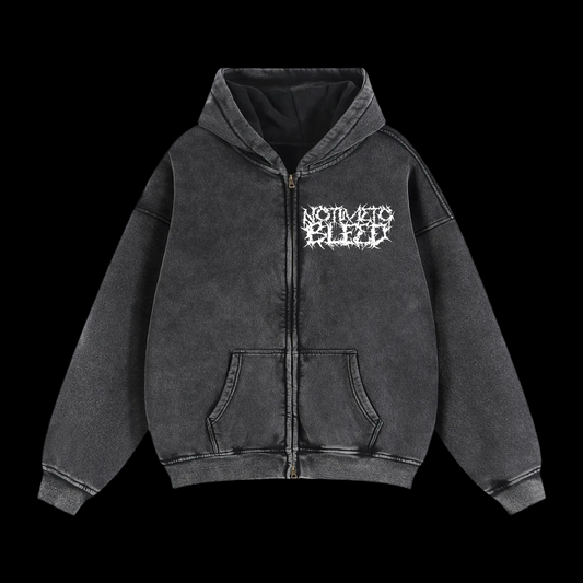 Bat Web Zip-Through Boxy Fleece Hoodie