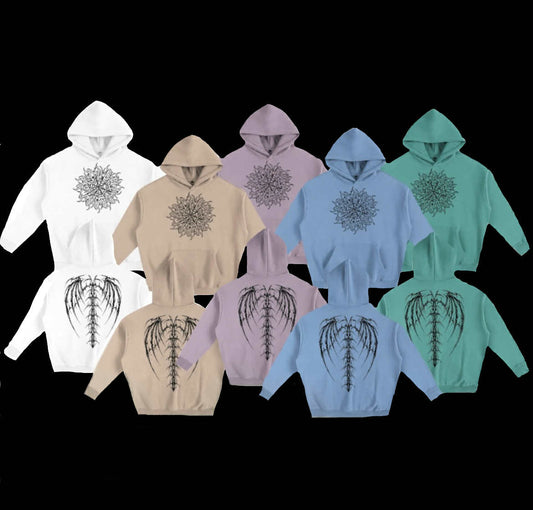Oversize Fleeced Pastel Wings Hoodie