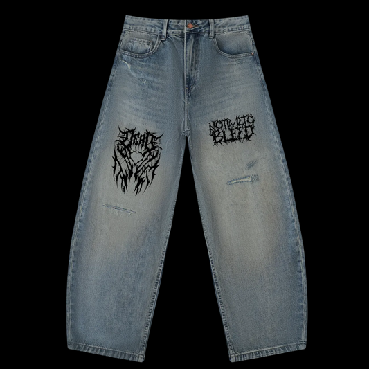 Men's Distressed Barrel Leg Jeans