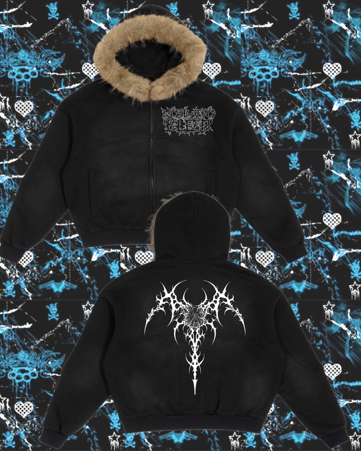 NTTB Sun Fade Boxy Detachable Fur Hoodie