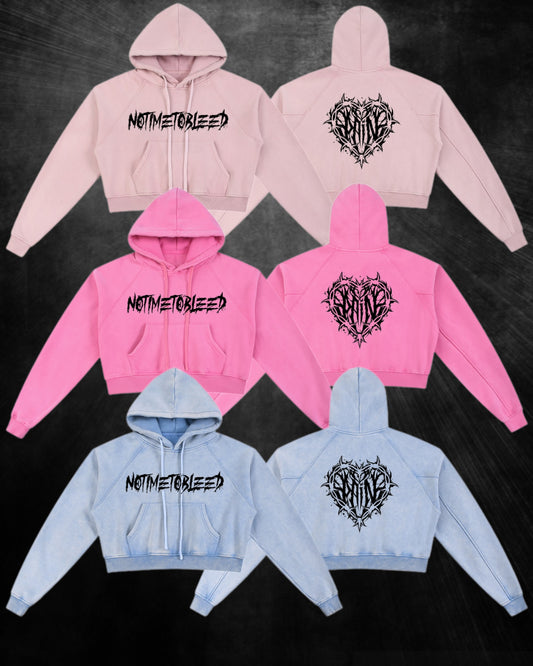 NTTB Pain Snow Washed Cropped Hoodie