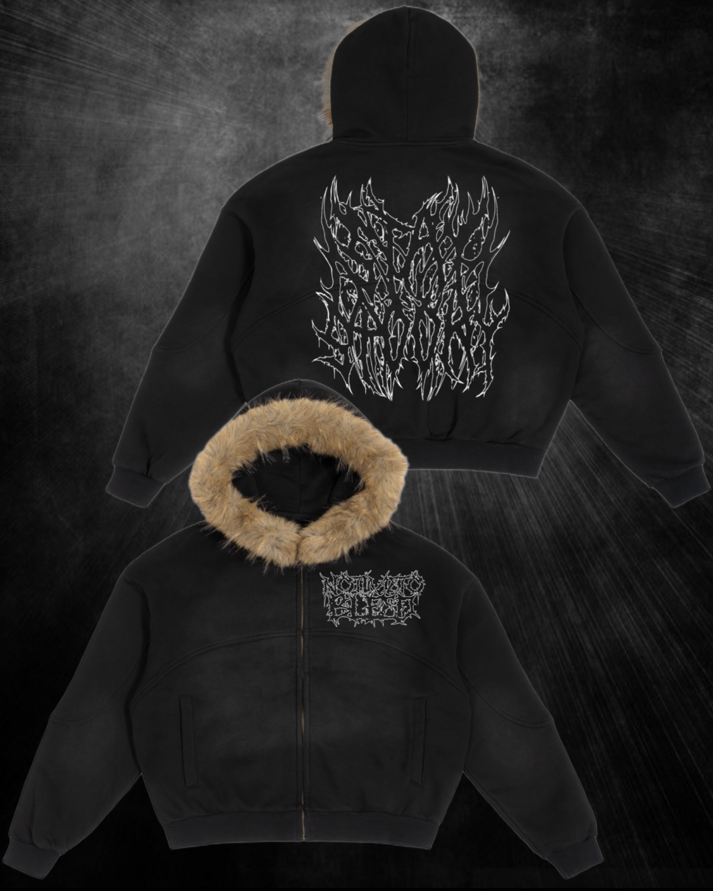 StaySpooky Boxy Detachable Fur Hoodie