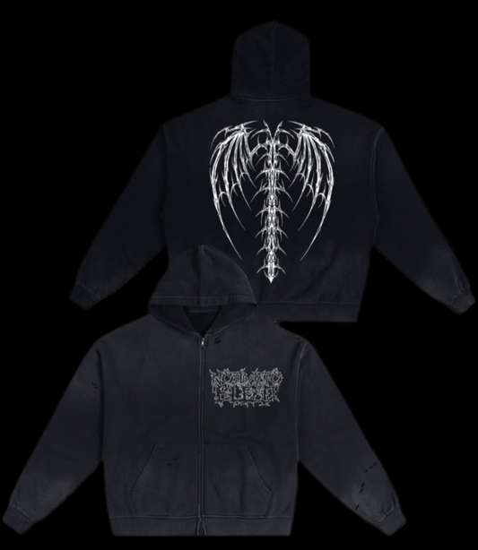 Hand-Frayed Sunfade Zip Hoodie
