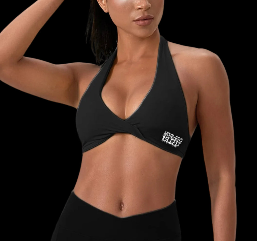 Women's Pleated Halter Sports Bra