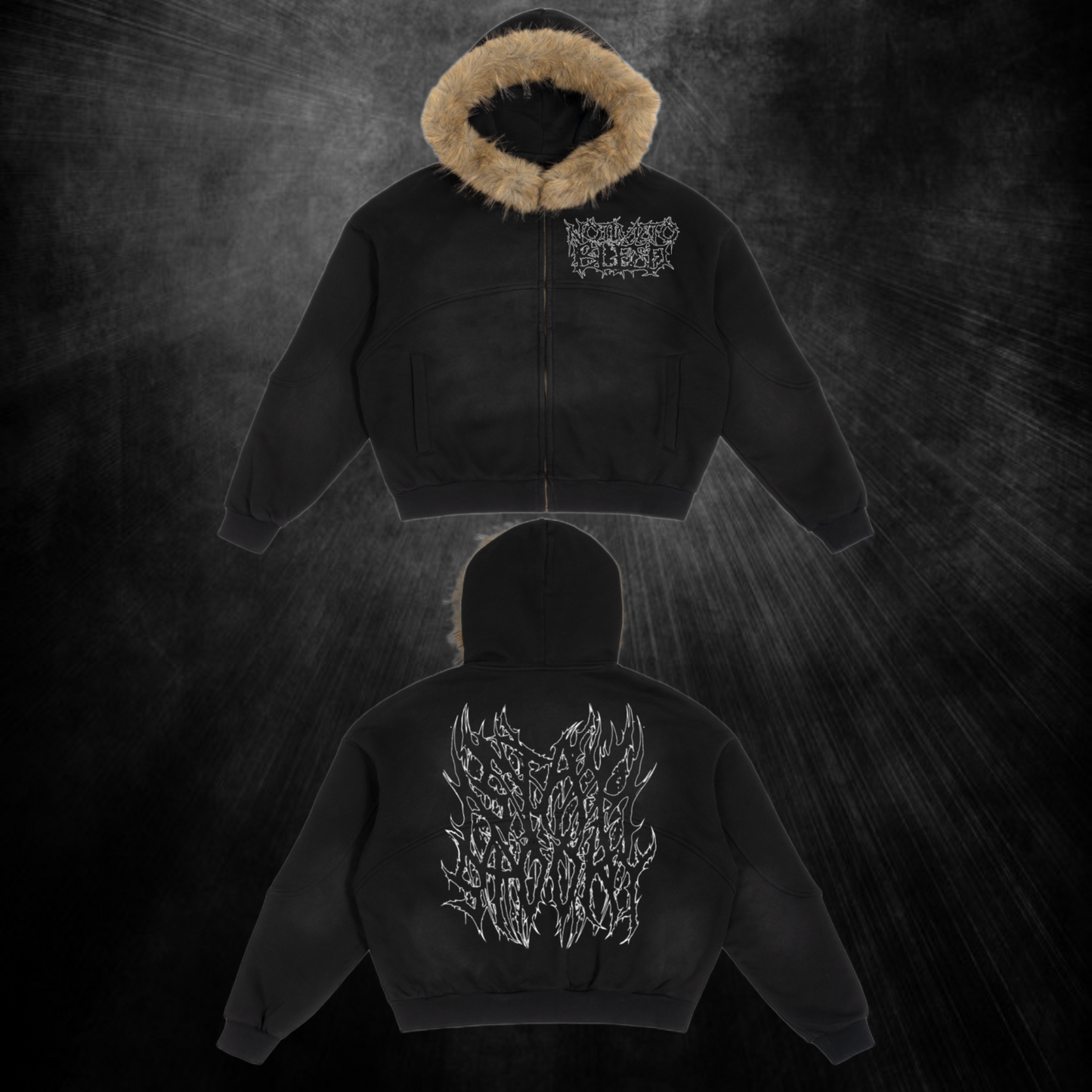 StaySpooky Boxy Detachable Fur Hoodie