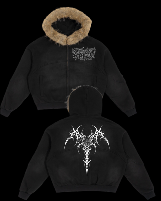NTTB Sun Fade Boxy Detachable Fur Hoodie