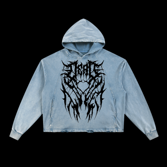 DeadHeart Vintage Washed Frayed-Hem Hoodie