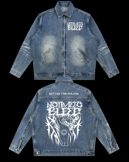 Skullytubby Vintage Wash Zip Up Denim Jacket