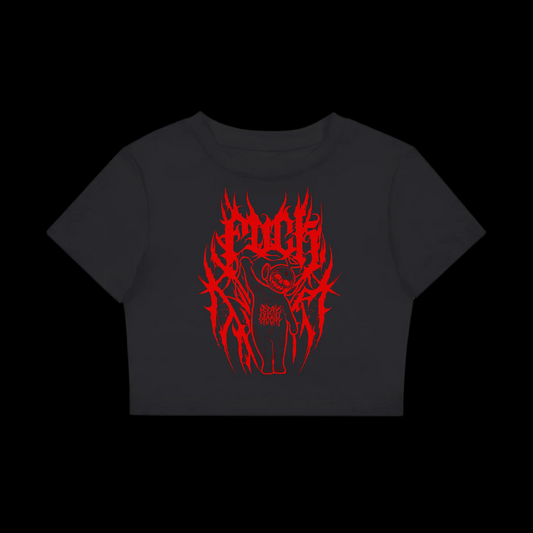 Skullytubby Women's Fitted Crop Tee | Bodycon T-ShirtS