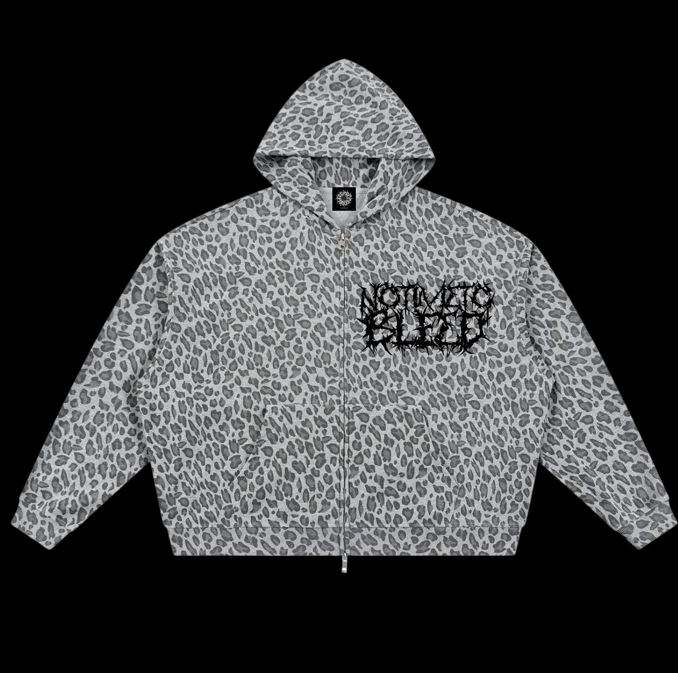 NTTB Leopard Print Waffle Full Zip Hoodie