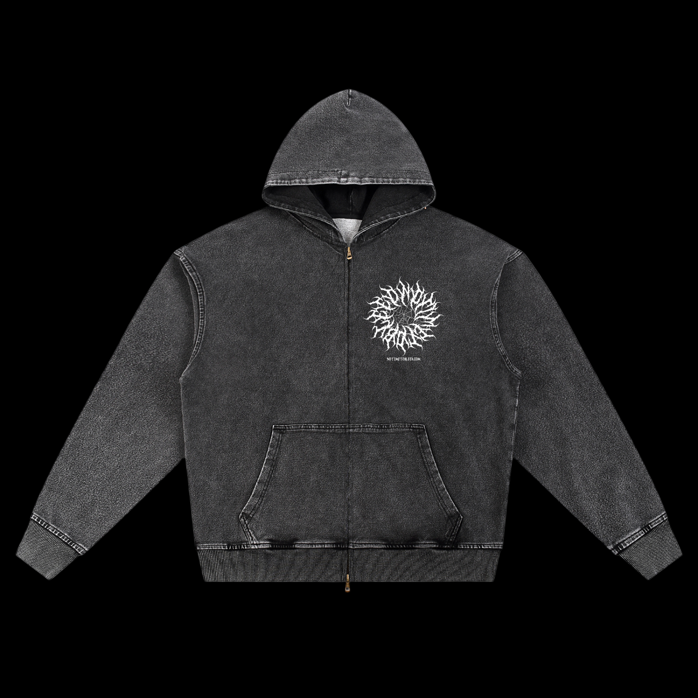 Pain Snow Wash Oversized Zip-Up Hoodie