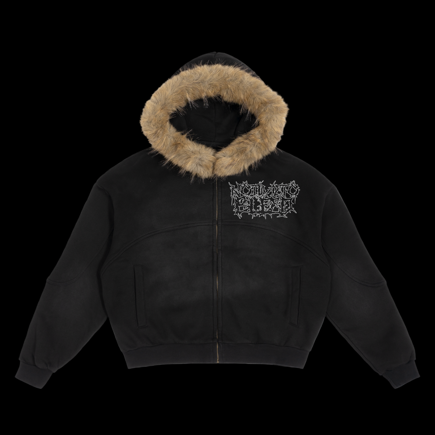 StaySpooky Boxy Detachable Fur Hoodie