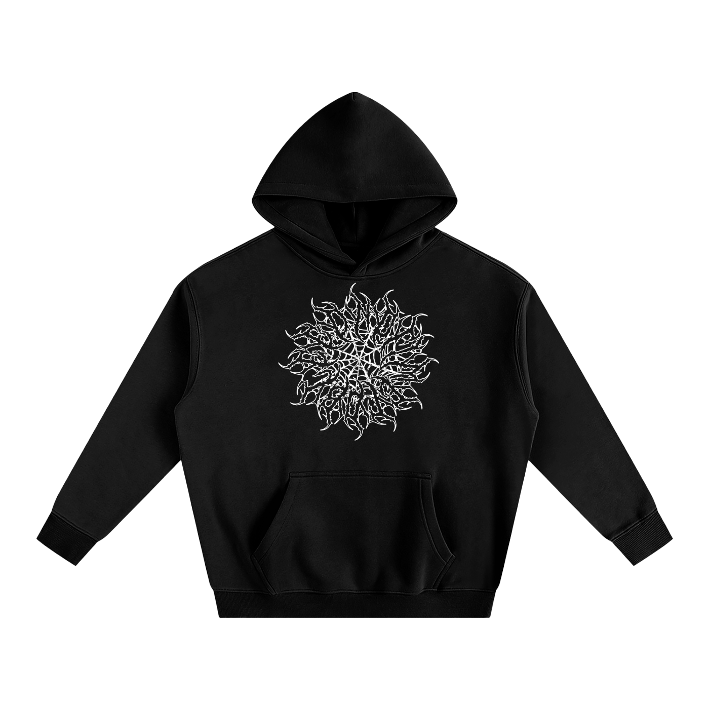 Oversize Fleeced Black Wings Hoodie
